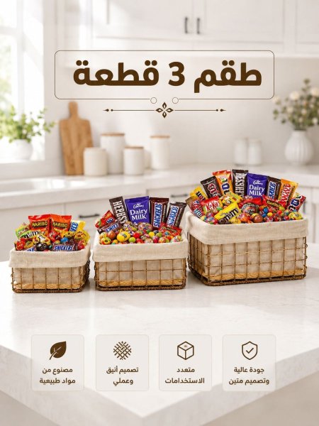 سلة قش اطار حديد طقم قطعتين (GR47-2)